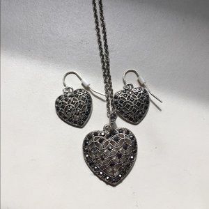 Heart Earrings and Necklace Set